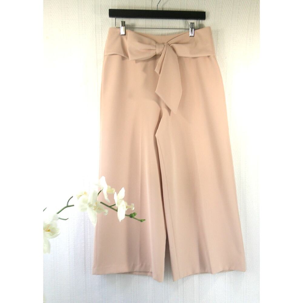 Antonio Melani Blush Pink High Waist Wide Leg Cropped Dress Pants Trouser Size 6